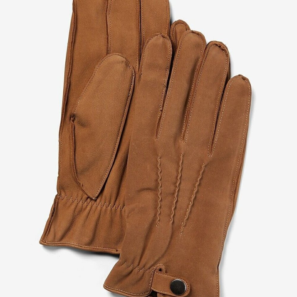 nwt express mens tan GOAT LEATHER gloves s/m L/xl